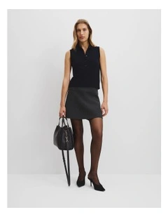 Collared Knit Vest in Black