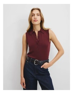 Collared Knit Vest in Rosewood