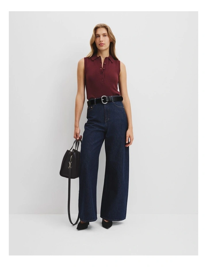 Collared Knit Vest in Rosewood image 3