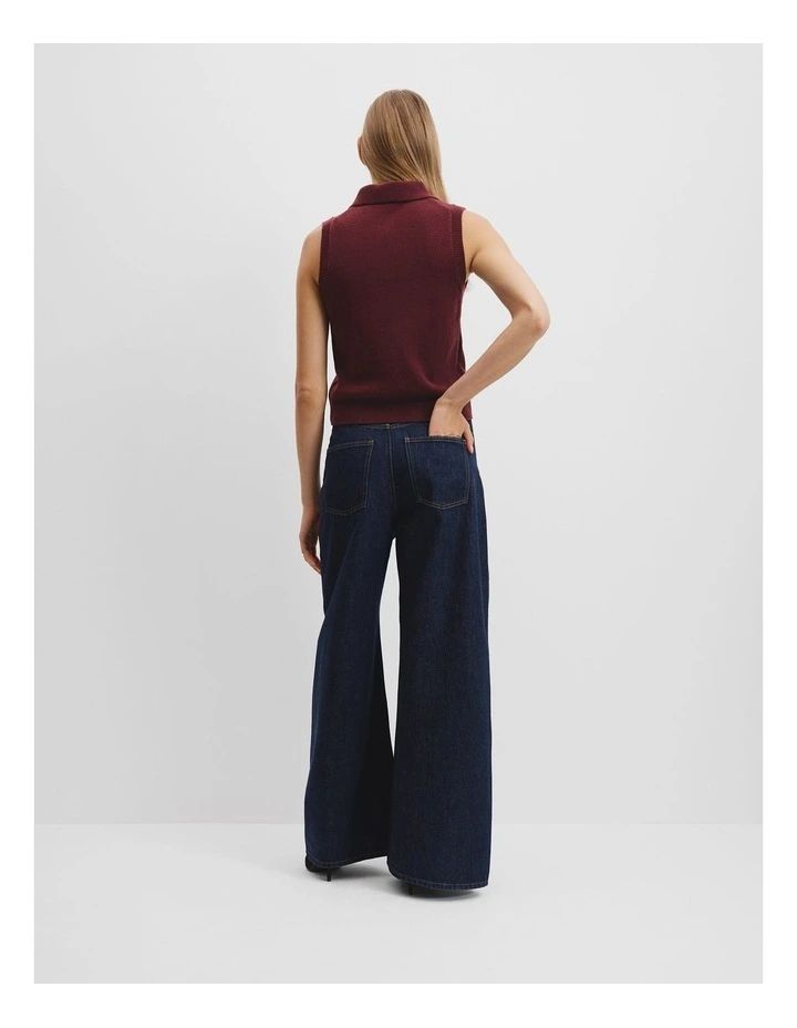 Collared Knit Vest in Rosewood image 4