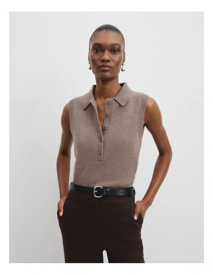 Collared Knit Vest in Dove image 1