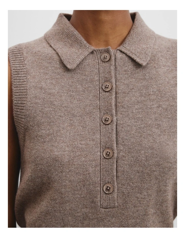 Collared Knit Vest in Dove image 2