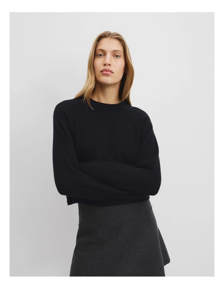 Cotton Cashmere Knit in Black image 1