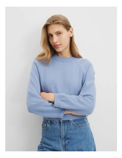 Cotton Cashmere Knit in Steel Blue