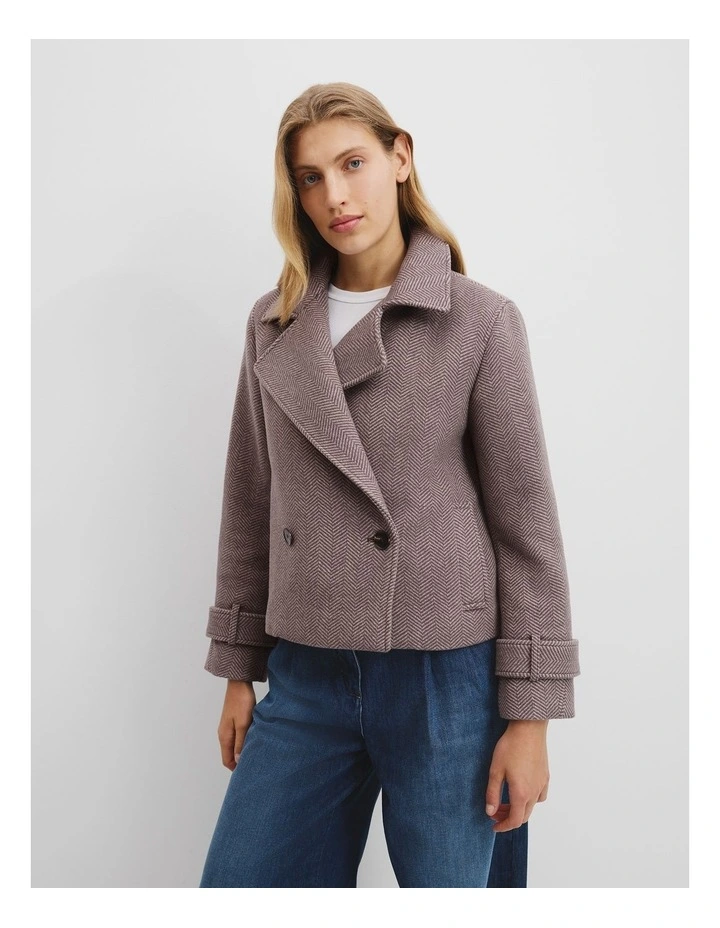 Herringbone Peacoat in Dove image 1