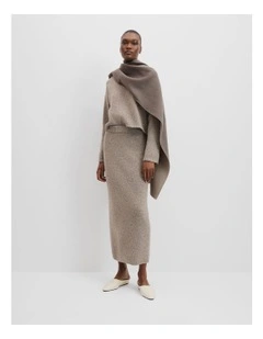 Melange Knit Midi Skirt in Dove