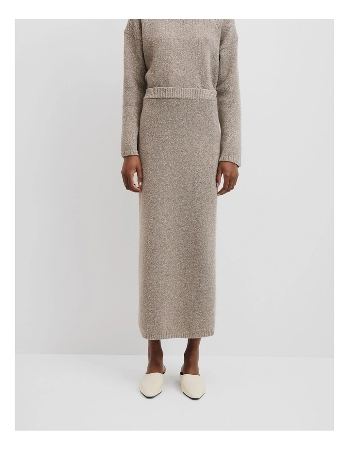 Melange Knit Midi Skirt in Dove image 2