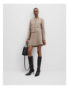 Compact Wool Mini Skirt in Dove