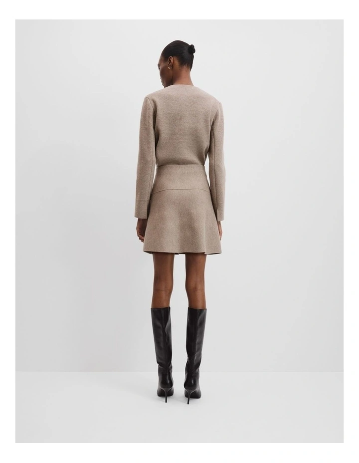Compact Wool Mini Skirt in Dove image 4