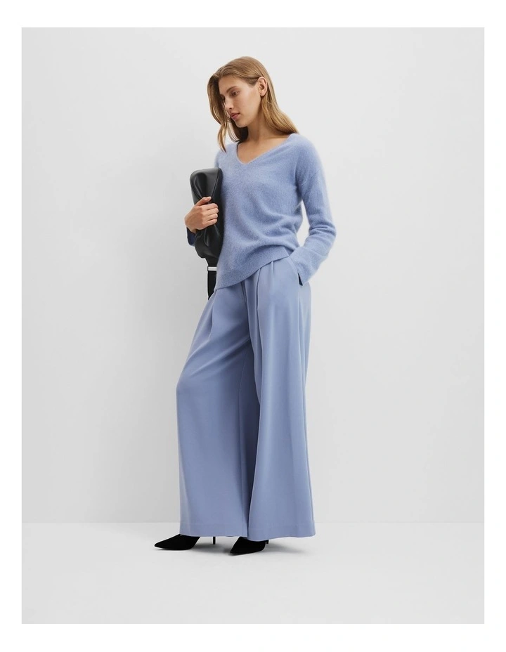 Cashmere V-neck Neck Knit in Steel Blue image 2