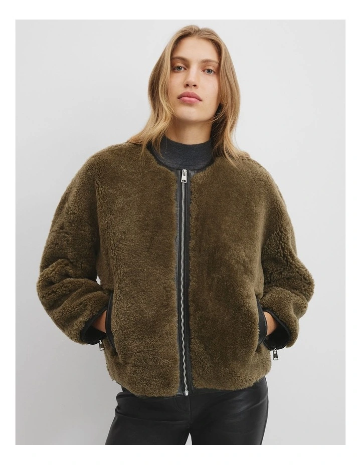 Shearling Zip Jacket in Dove image 1