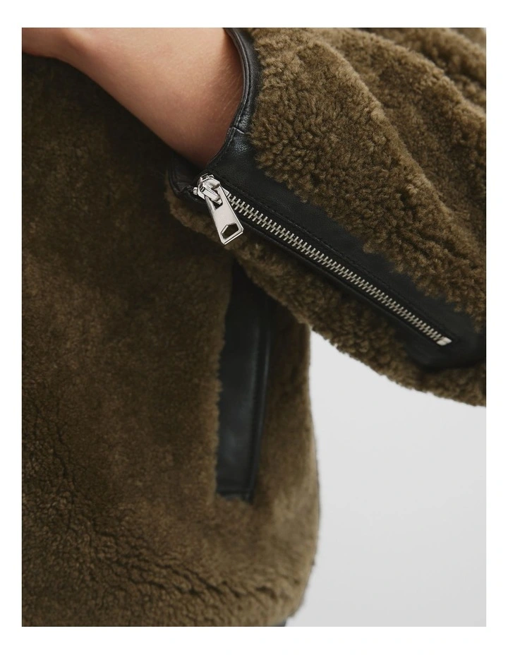 Shearling Zip Jacket in Dove image 4
