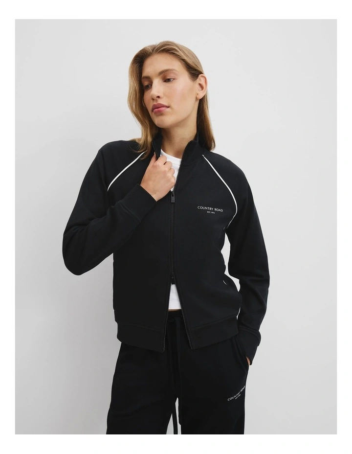 Zip Track Jacket in Black image 1