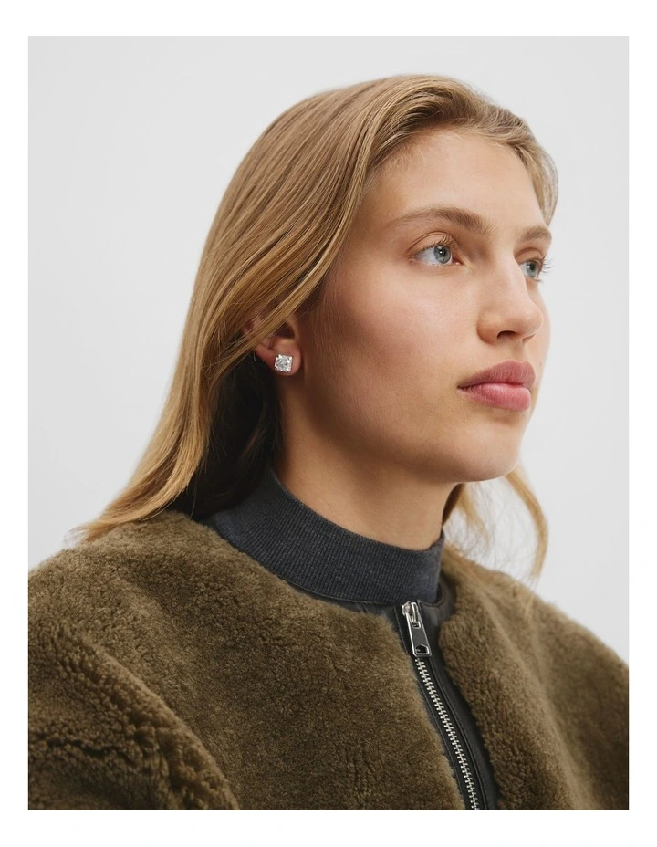 Crystal Stud Earring in Silver image 2