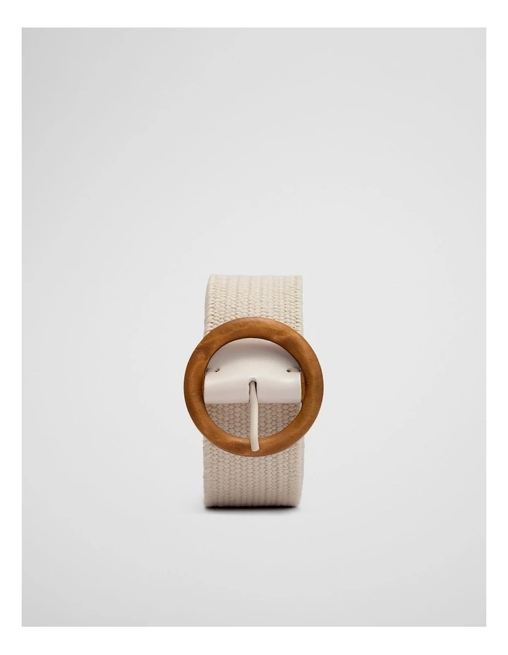 Recycled Polyester Woven Stretch Belt in Milk White image 1