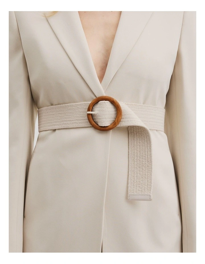 Recycled Polyester Woven Stretch Belt in Milk White image 2