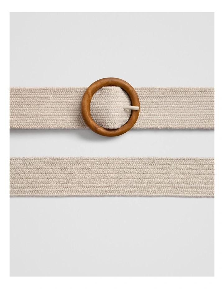 Recycled Polyester Woven Stretch Belt in Milk White image 3