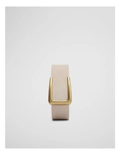 Leather Mid Belt in Oat Milk