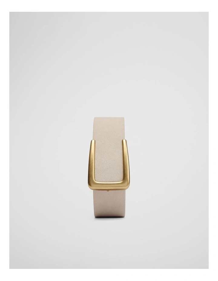 Leather Mid Belt in Oat Milk image 1