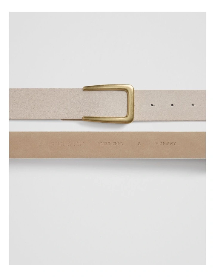Leather Mid Belt in Oat Milk image 3