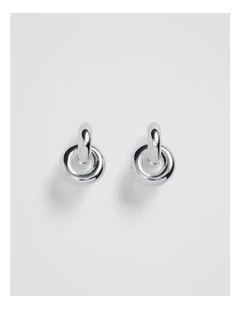 Chunky Hoop Stud Earring in Silver