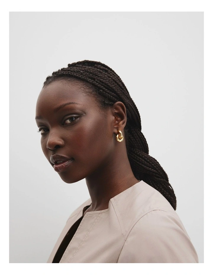 Chunky Hoop Stud Earring in Gold image 2