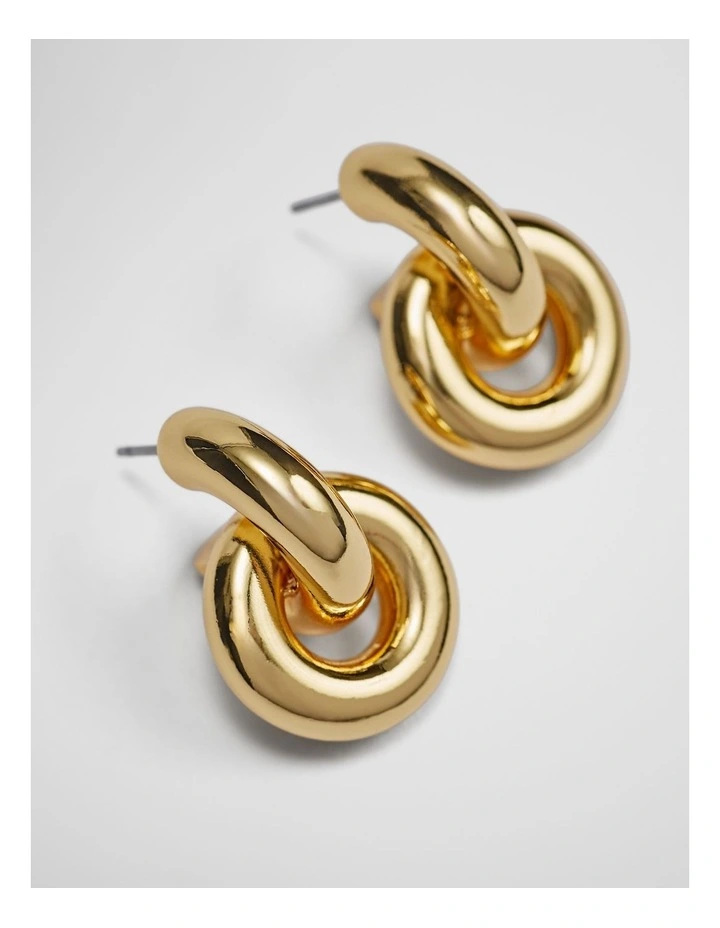 Chunky Hoop Stud Earring in Gold image 3