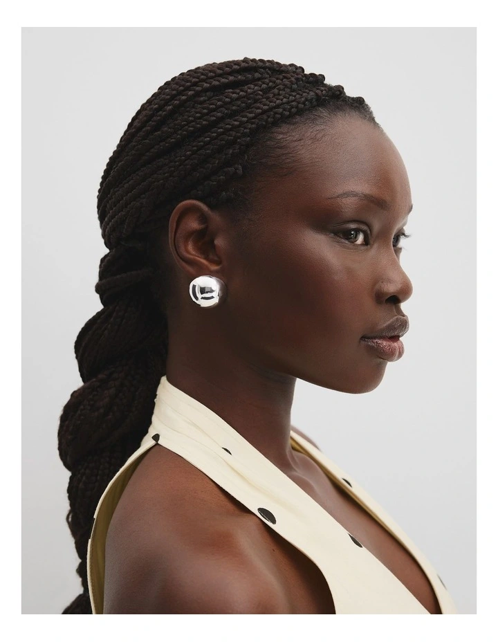 Pippa Large Stud Earrings in Silver image 2