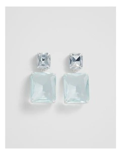 Crystal Drop Stud Earring in Soft Blue