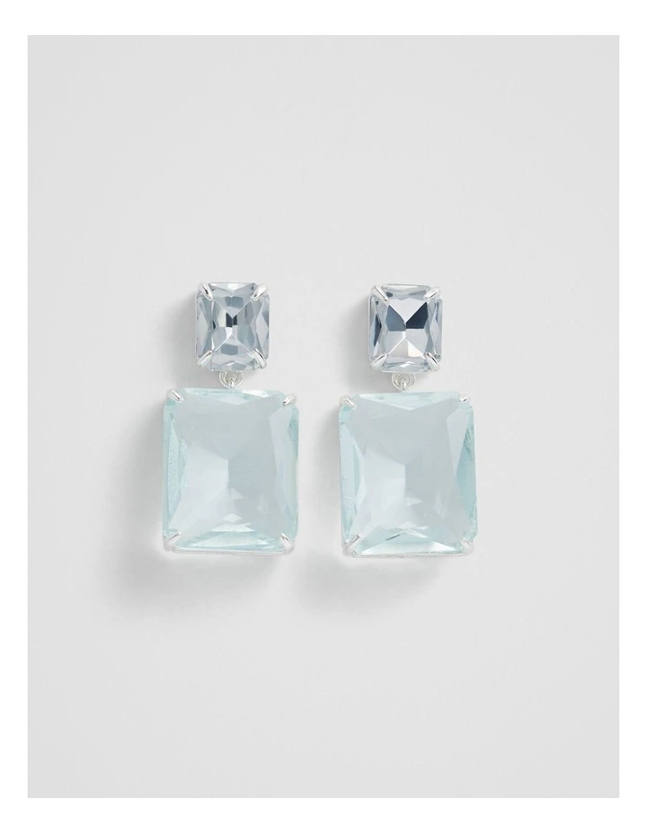 Crystal Drop Stud Earring in Soft Blue image 1
