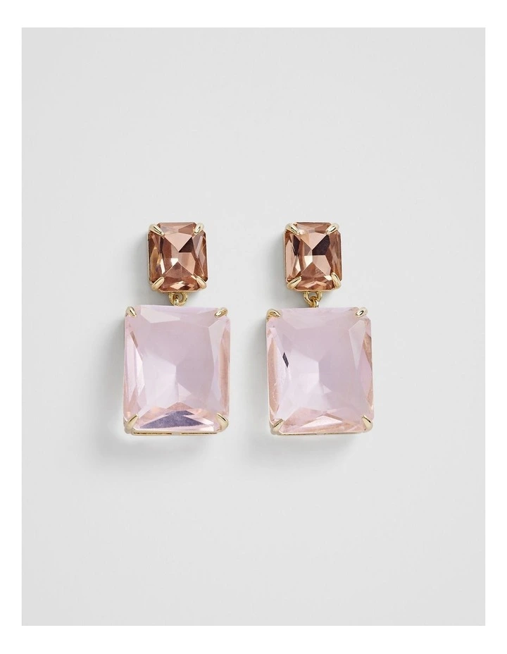 Crystal Drop Stud Earring in Ballet Pink image 1