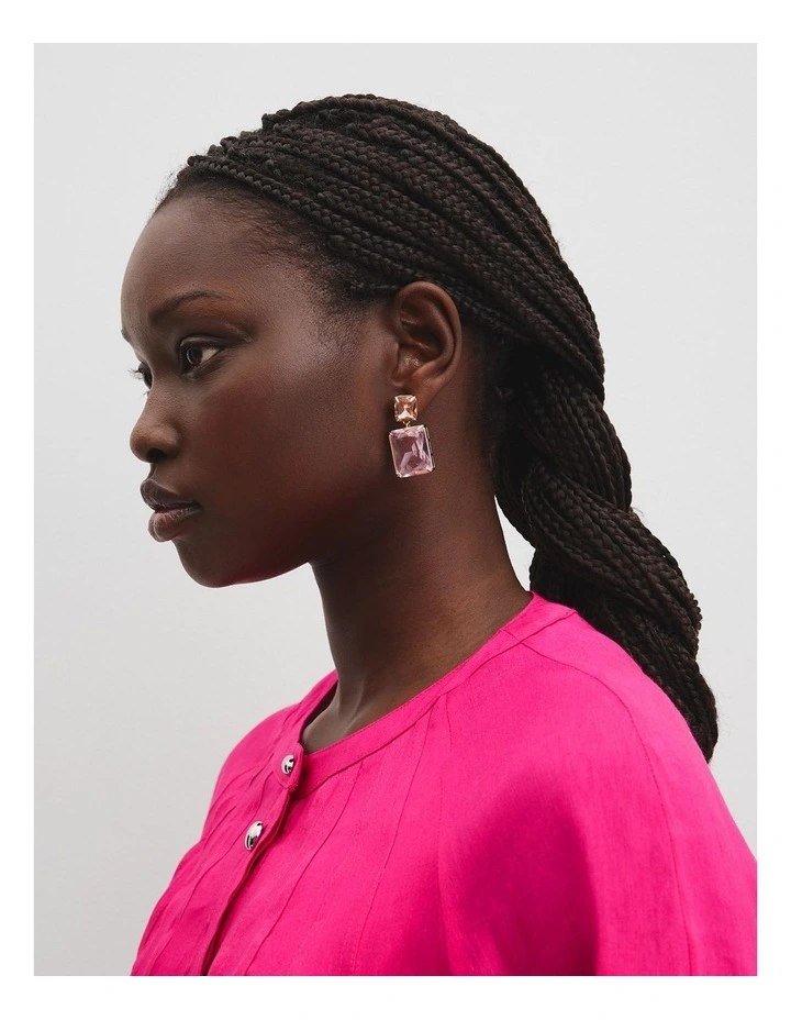 Crystal Drop Stud Earring in Ballet Pink image 2