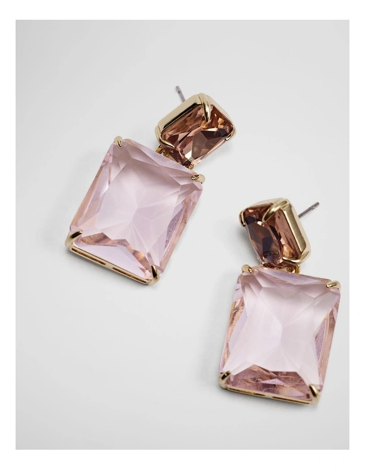 Crystal Drop Stud Earring in Ballet Pink image 3
