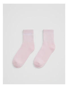 Australian Cotton Blend Cr Sport Quarter Crew Sock in Ballet Pink
