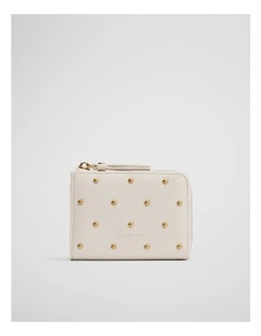 Stud Cr Zip Wallet in Oyster