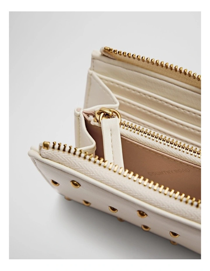 Stud Cr Zip Wallet in Oyster image 2