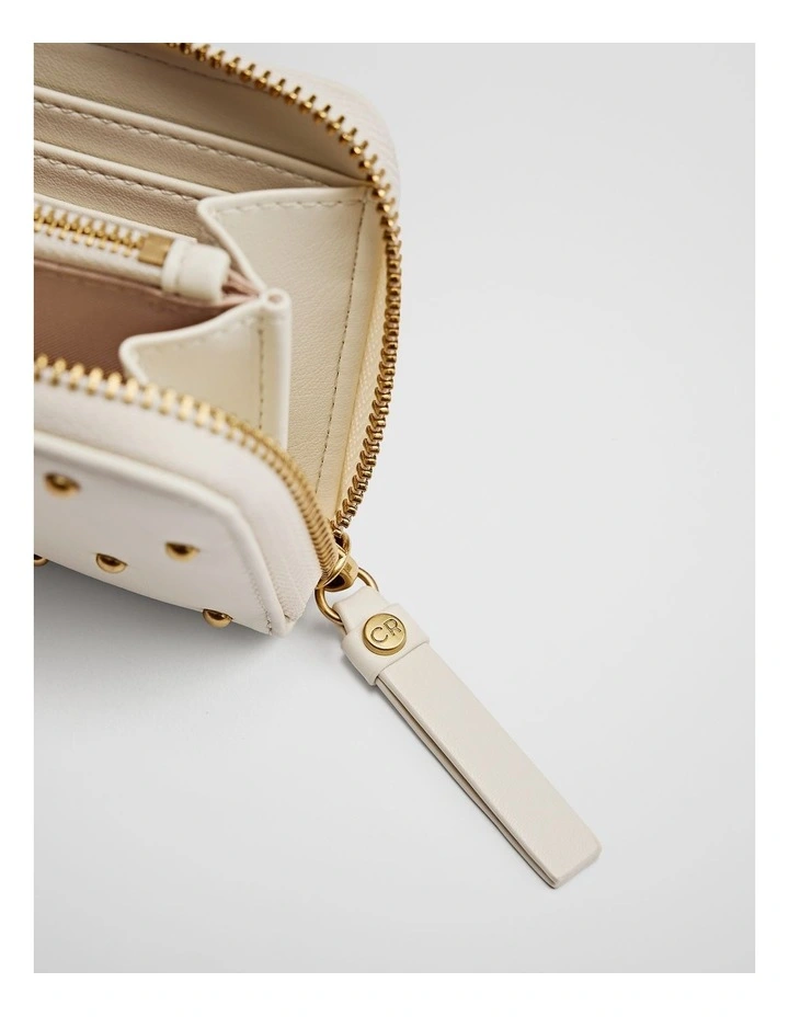 Stud Cr Zip Wallet in Oyster image 3