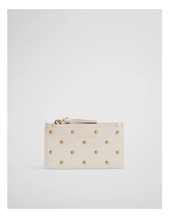 Studded Credit Card Purse in Oyster