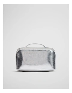Medium Convertible Cosmetic Case in Silver