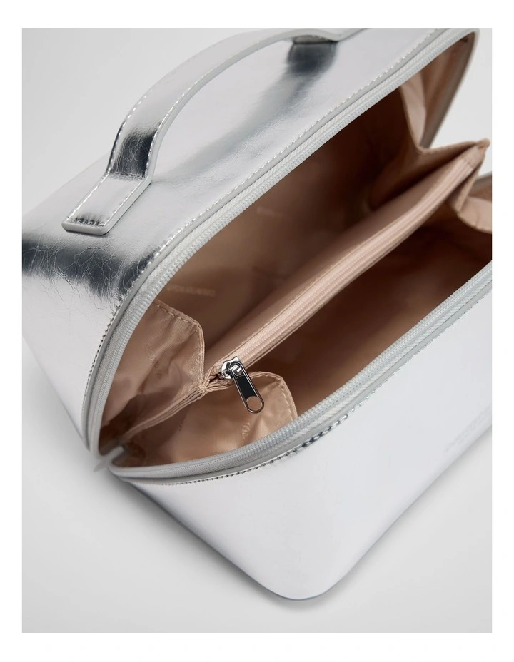Medium Convertible Cosmetic Case in Silver image 2