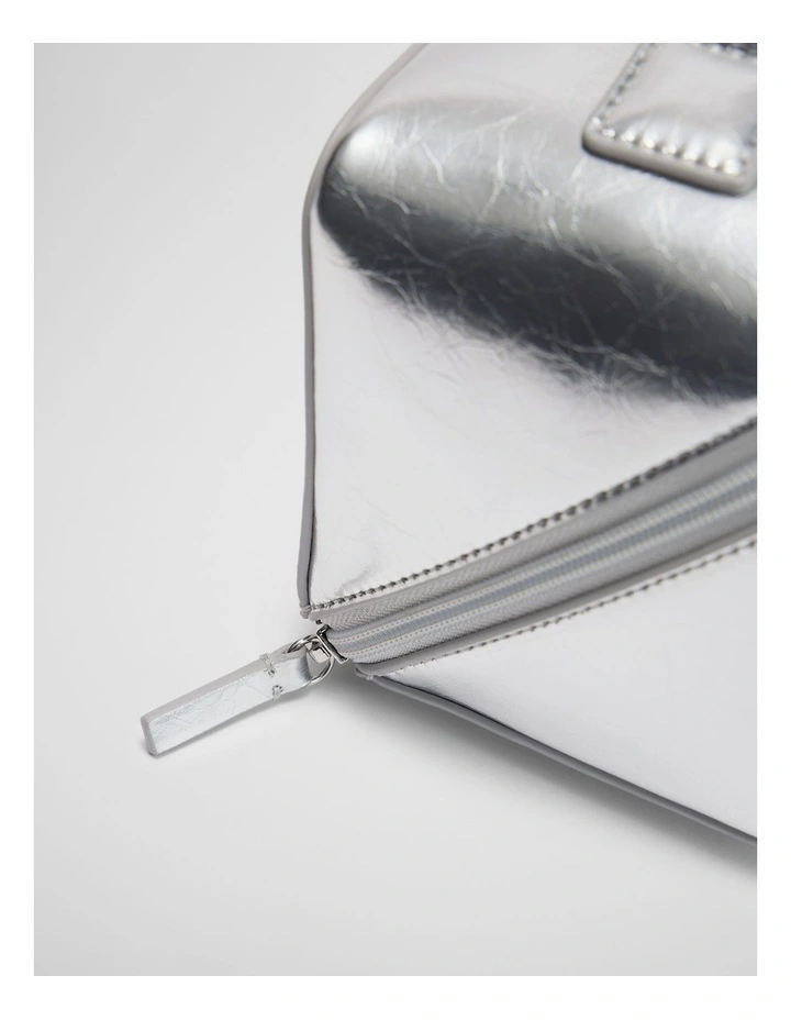 Medium Convertible Cosmetic Case in Silver image 3