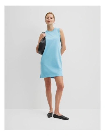 Australian Cotton Mini Tank Dress in Sea Blue