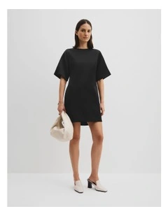 Satin Mini Dress in Black