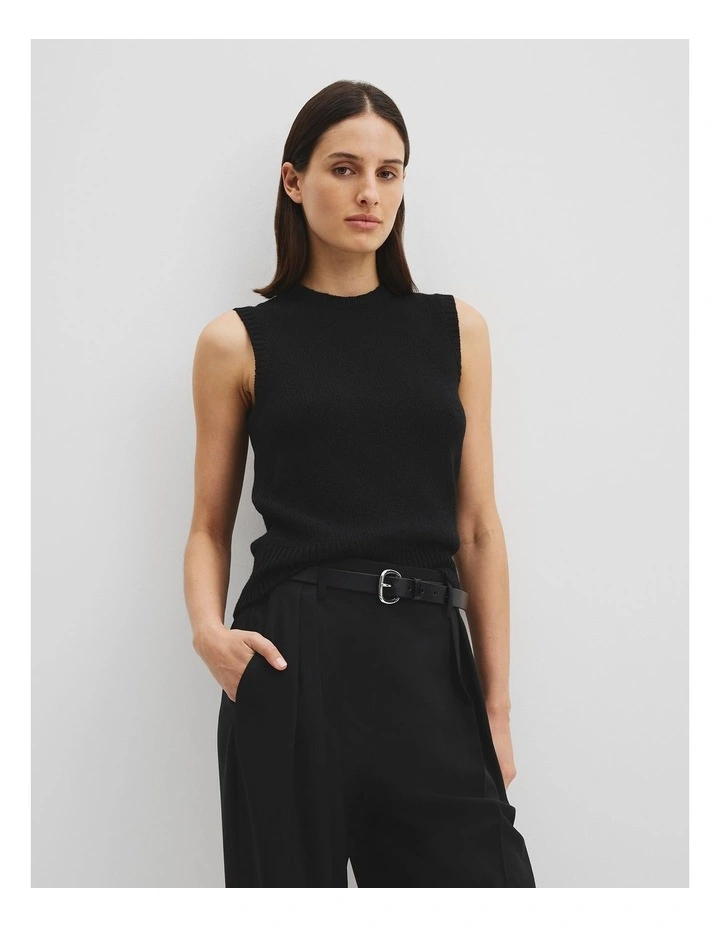 Cotton Wool Knit Tank in Black image 1