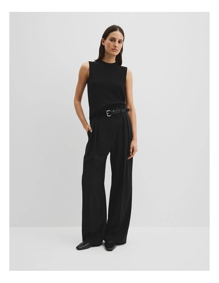 Cotton Wool Knit Tank in Black image 2