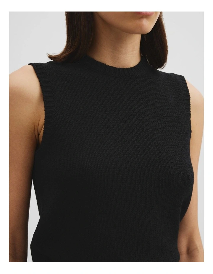 Cotton Wool Knit Tank in Black image 3