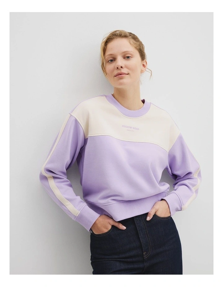 Colour Block Sweat in Lilac image 1