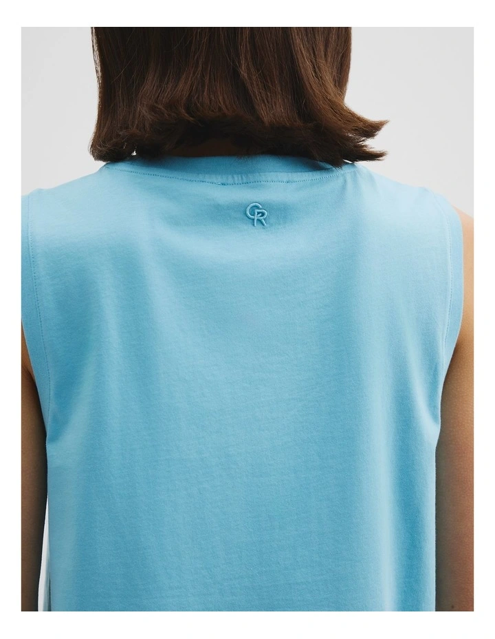 Australian Cotton Relaxed Crew Tank in Sea Blue image 3