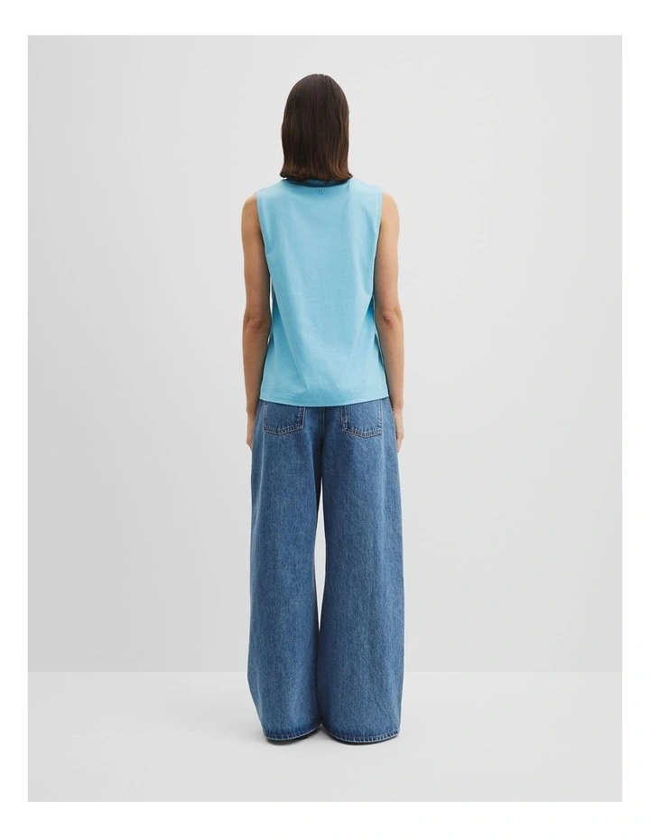 Australian Cotton Relaxed Crew Tank in Sea Blue image 4