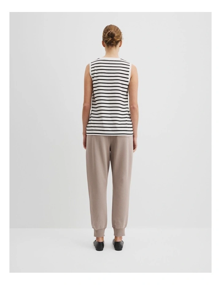 Australian Cotton Stripe Relaxed Crew Tank in Black Stripe image 4